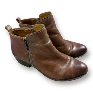 Lucky Brand LK Basel Toffee Brown Ankle Booties Women’s Size 8.5 M Distressed